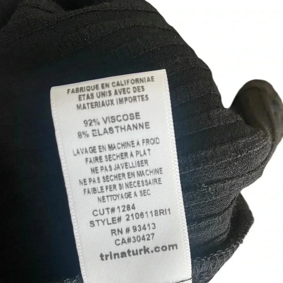 Trina Turk Black short sleeve ribbed shirt with collar size M - Picture 6 of 8